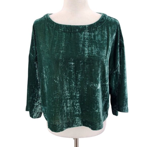 Cupcakes And Cashmere Crushed Velvet Green Blouse Top Womens Small - Picture 9 of 9